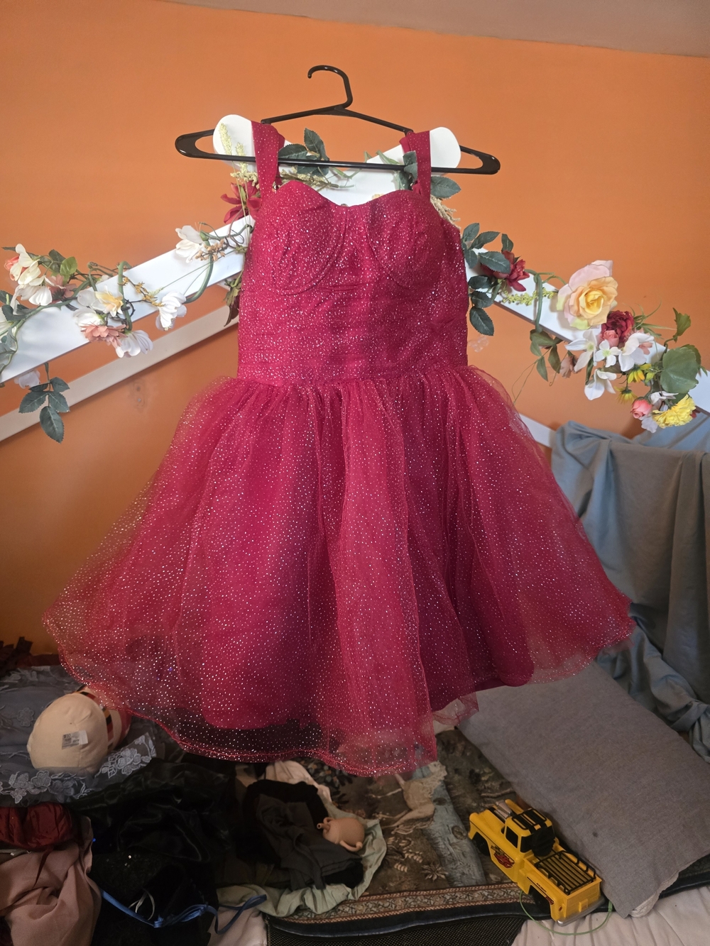 Sparkling Red Tulle Party Dress